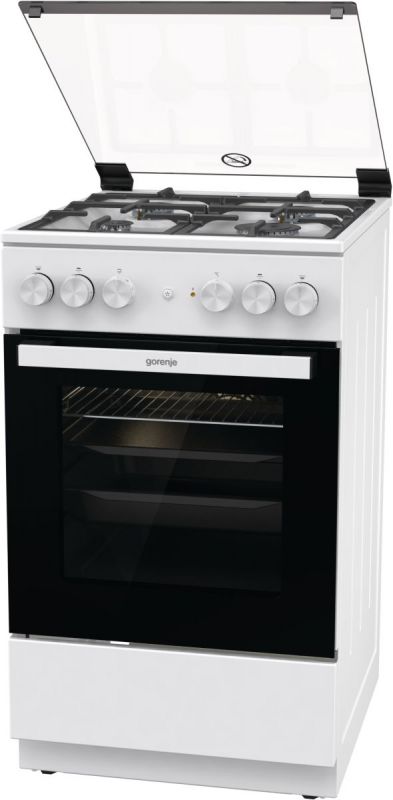 Плита Gorenje GK5A40WF-B комбінована, 62л, 50x60см, газ-контроль, чавун,  білий