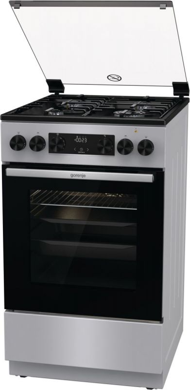 Плита Gorenje GK5C62SH комбінована, 70л, 50x60см, дисплей, IconLed, емальовані, сірий