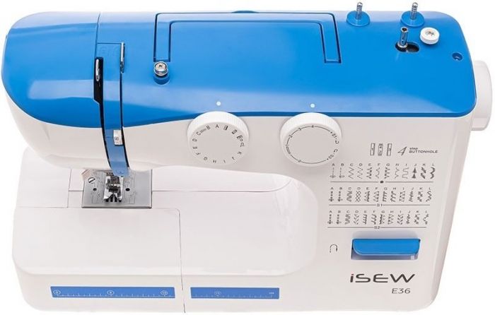 Швейна машина iSEW E36, електромех., 62Вт, 36 шв.оп., петля напівавтомат, білий+синій