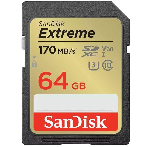 Карта пам'яті SanDisk SD   64GB C10 UHS-I U3 R170/W80MB/s Extreme V30