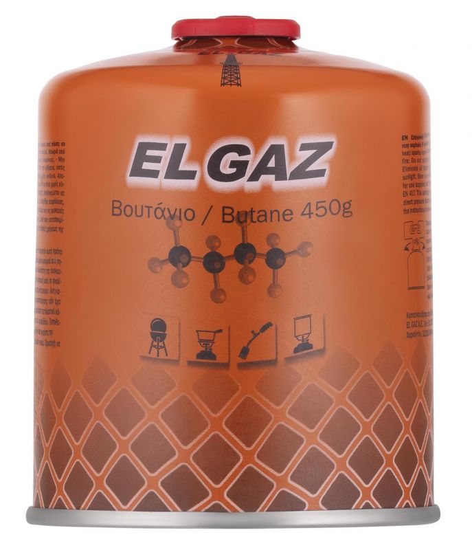 Балон-картридж газовий EL GAZ ELG-400, бутан 450 г, для газових пальників, з двошаровим клапаном, одноразовий