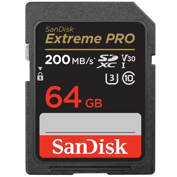 Карта пам'яті SanDisk SD   64GB C10 UHS-I U3 R200/W90MB/s Extreme Pro V30