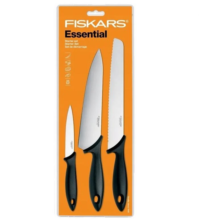 Набір ножів Fiskars Essential Starter, 3шт, блістер