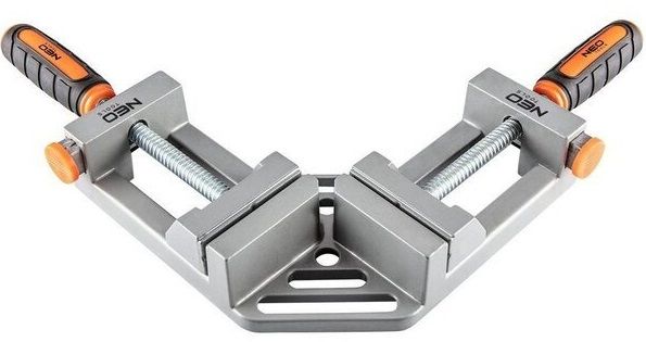 Струбцина Neo Tools, кутова, алюмінієва, дві напрямні 75 мм, 70х70мм