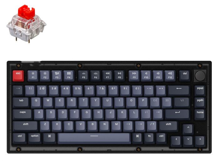 Клавиатура Keychron V1 84 Key QMK Gateron G PRO Red Hot-Swap RGB Knob Frosted Black