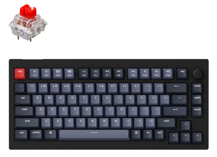 Клавиатура Keychron V1 84 Key QMK Gateron G PRO Red Hot-Swap RGB Knob Carbon Black