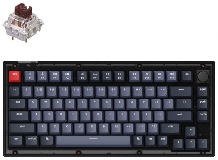 Клавиатура Keychron V1 84 Key QMK Gateron G PRO Brown Hot-Swap RGB Knob Frosted Black