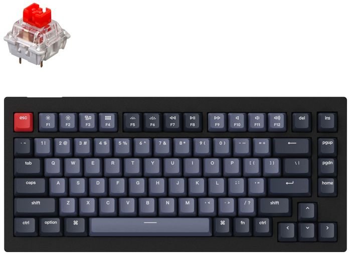Клавиатура Keychron V1 84 Key QMK Gateron G PRO Red Hot-Swap RGB Carbon Black