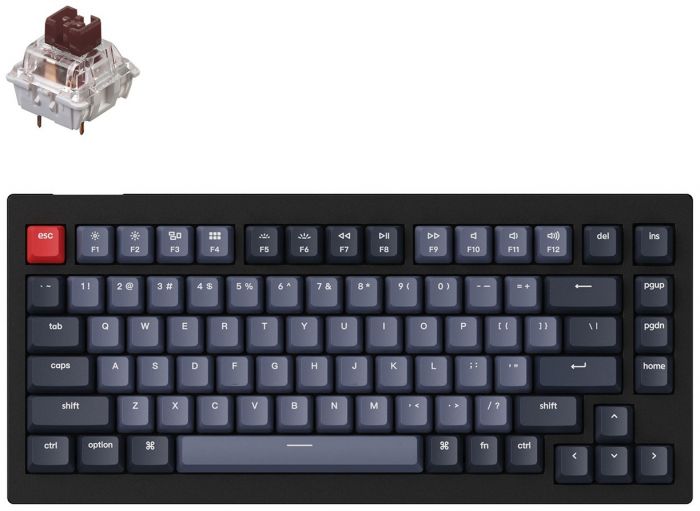 Клавиатура Keychron V1 84 Key QMK Gateron G PRO Brown Hot-Swap RGB Carbon Black