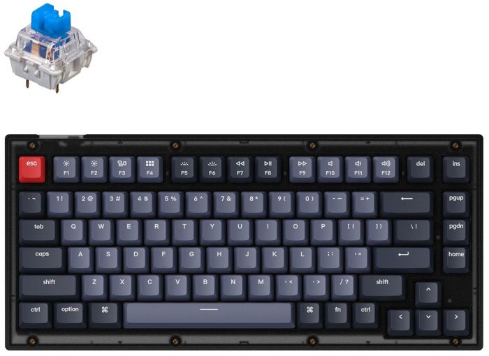 Клавиатура Keychron V1 84 Key QMK Gateron G PRO Blue Hot-Swap RGB Frosted Black