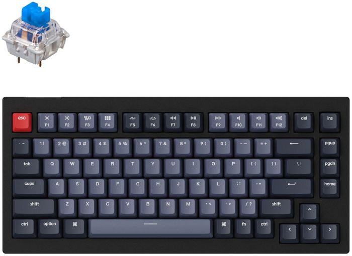 Клавиатура Keychron V1 84 Key QMK Gateron G PRO Blue Hot-Swap RGB Carbon Black