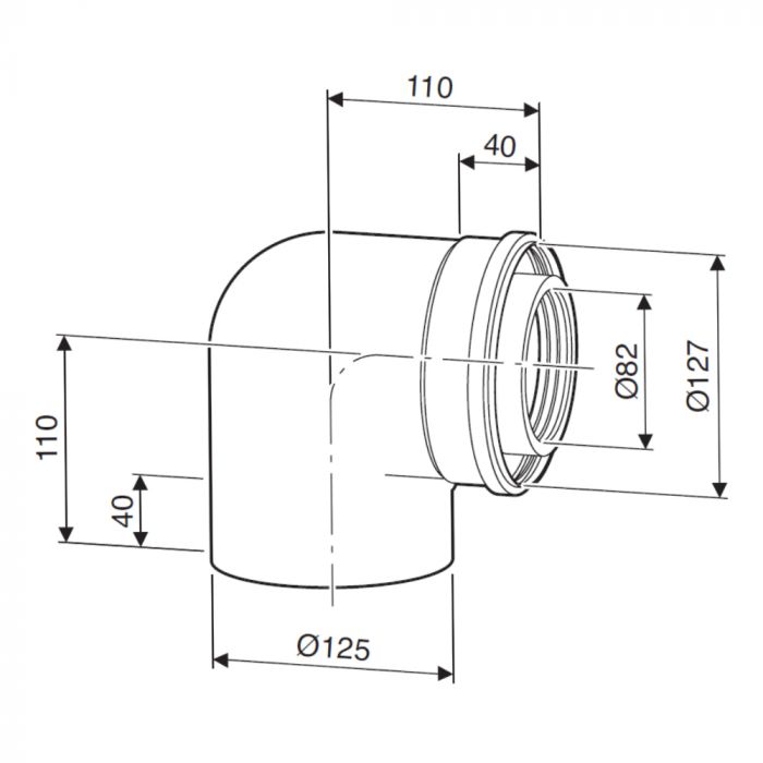 Відведення коаксіальне Bosch FC-CE80-87 на 90° для конденсаційних котлів, діаметр 80/125 мм