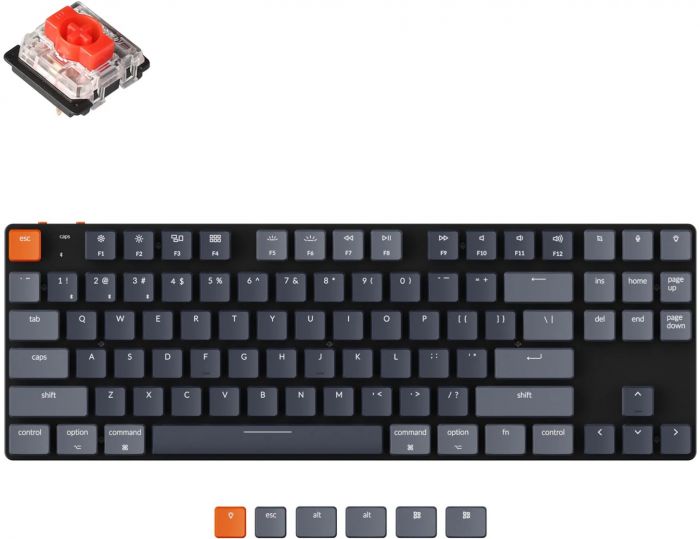 Клавіатура Keychron K1SE 87 Key Gateron Red White Led WL UA Black