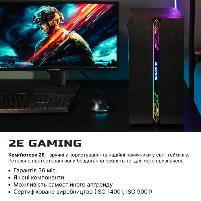 Комп’ютер персональний 2E Complex Gaming Intel i5-12400F/H610/8/256F+1000/RX560-4/Win11H/2E-G2107-500/500W