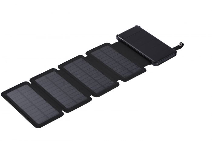 Акумулятор портативний літій-іонний Power Bank 2E Solar 8000мА·год, вбудований LED-ліхтар, чорний