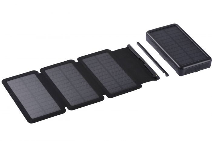 Акумулятор портативний літій-іонний Power Bank 2E Solar 20000мА·год, вбудований LED-ліхтар, чорний