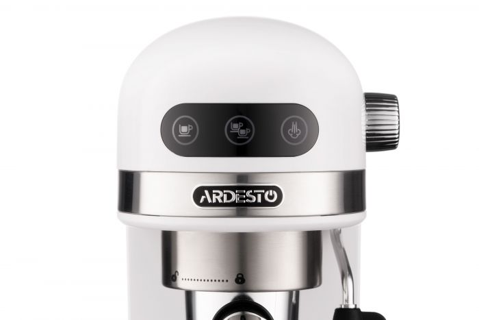 Кавоварка ARDESTO ріжкова 1.4л, мелена, ручний капучинатор, підігрів чашок, білий