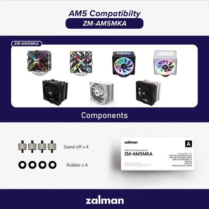 Кріплення для AMD AM5 Zalman ZM-AM5MKA, CNPS10X PERFORMA BLACK/WHITE, CNPS10X PERFORMA ST, CNPS16X BLACK/WHITE, CNPS17X, CNPS20X