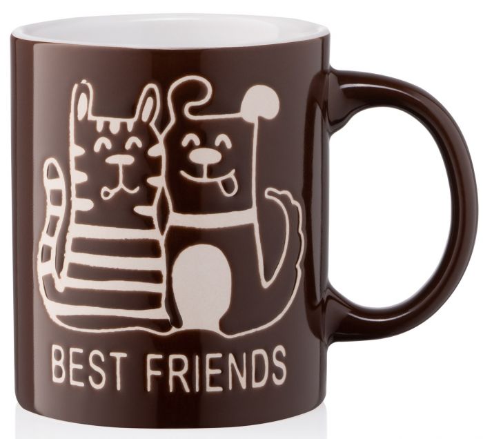 Чашка Ardesto Best friends, 330 мл, коричнева, кераміка