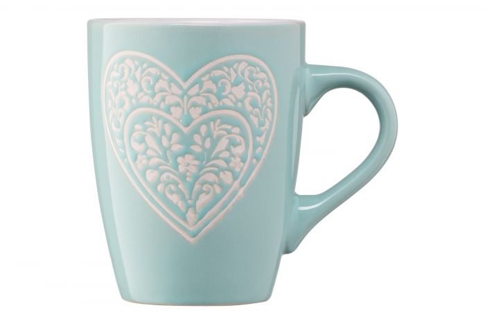 Чашка Ardesto Heart, 330 мл, блакитна, кераміка