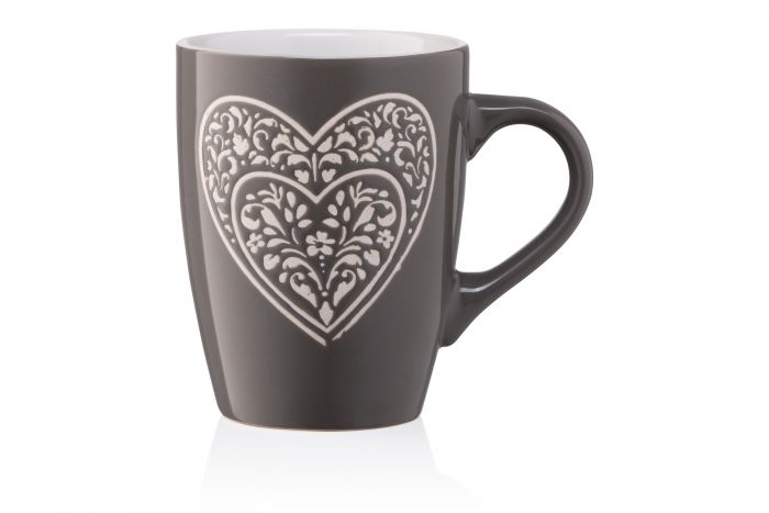 Чашка Ardesto  Heart, 330 мл, темно-сіра, кераміка