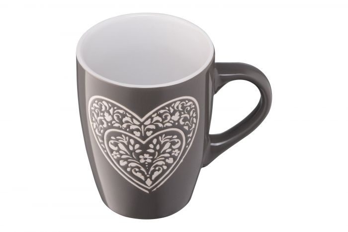 Чашка Ardesto  Heart, 330 мл, темно-сіра, кераміка