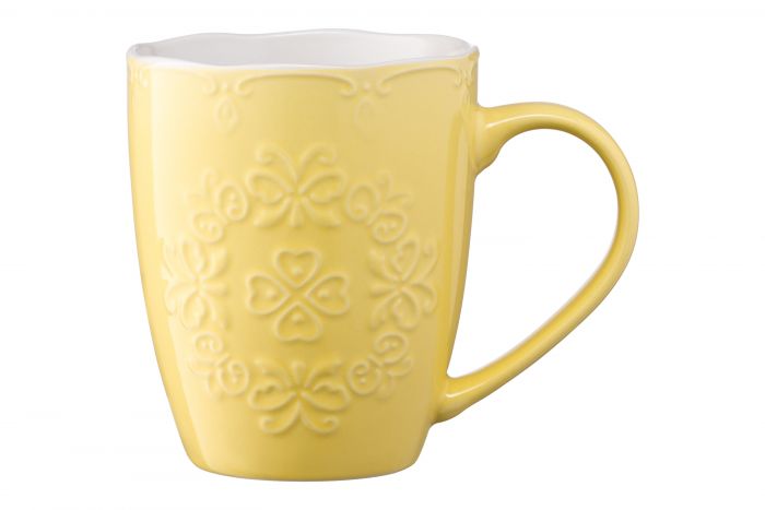 Чашка Ardesto Barocco, 330 мл, жовта, порцеляна