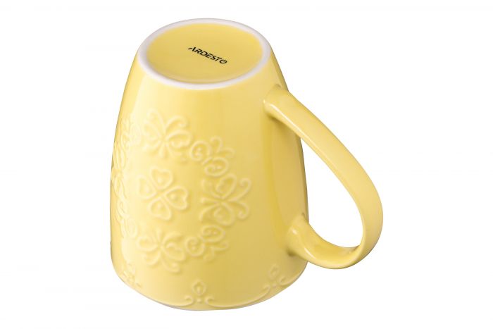 Чашка Ardesto Barocco, 330 мл, жовта, порцеляна
