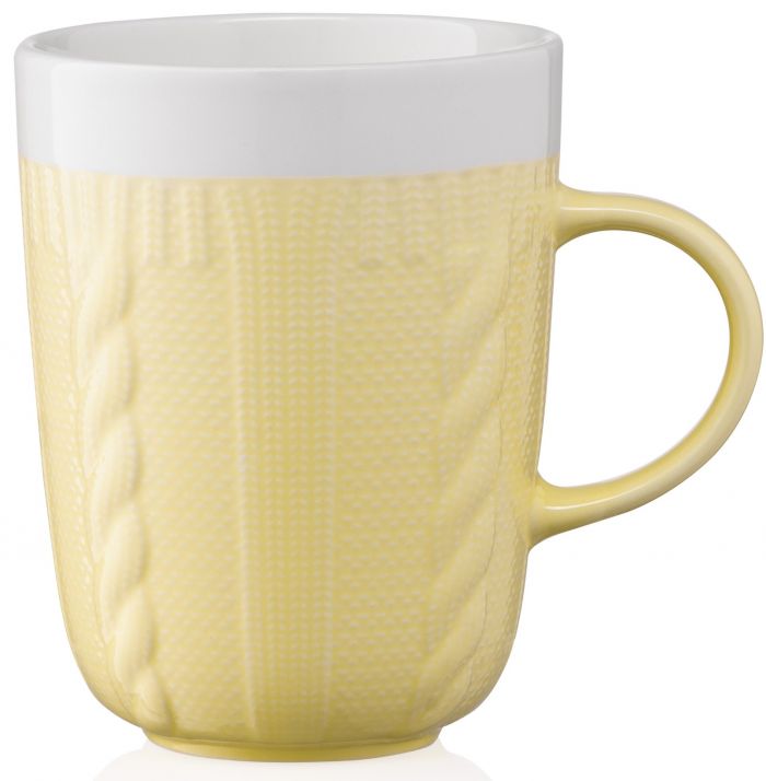 Чашка Ardesto Кnitti, 330 мл, жовта, порцеляна