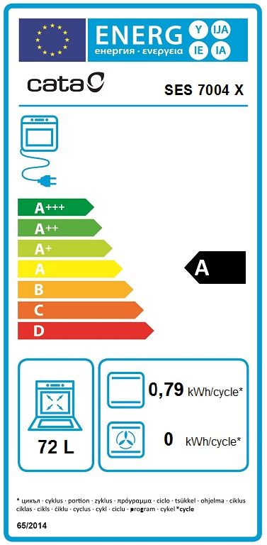 Духова шафа Cata електрична, 72л, A, SES 7004 X, нерж