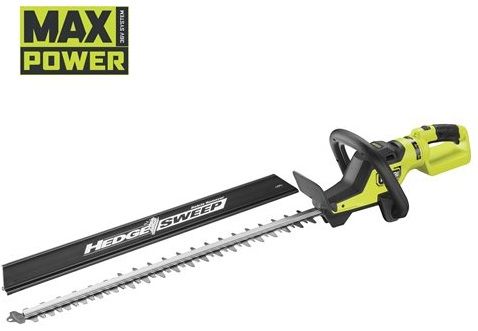 Кущоріз акумуляторний Ryobi RY36HTX65A-0, MAX POWER 36В, безщітковий, лезо 65 см, крок різу 28 мм, анти-закусування, поворотна рукоять, насадка HedgeSweep™ (без АКБ та ЗУ)