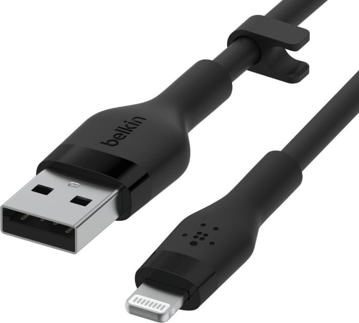 Кабель Belkin USB-A - Lightning силіконовий, з кліпсою, 3м, чорний