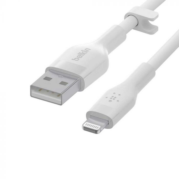 Кабель Belkin USB-A - Lightning силіконовий, з кліпсою, 3м, білий