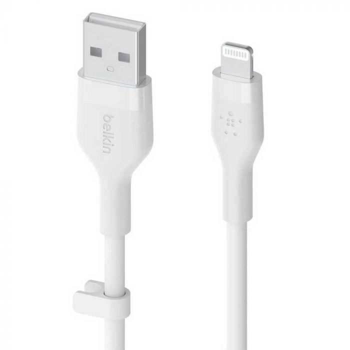 Кабель Belkin USB-A - Lightning силіконовий, з кліпсою, 3м, білий