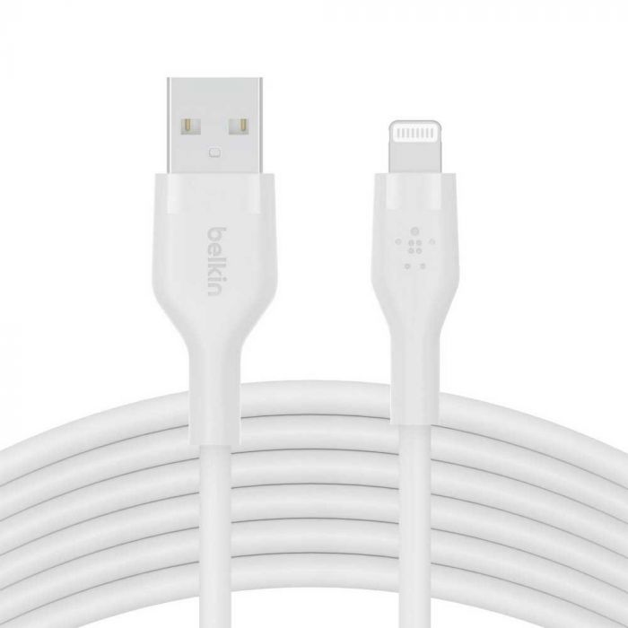 Кабель Belkin USB-A - Lightning силіконовий, з кліпсою, 3м, білий