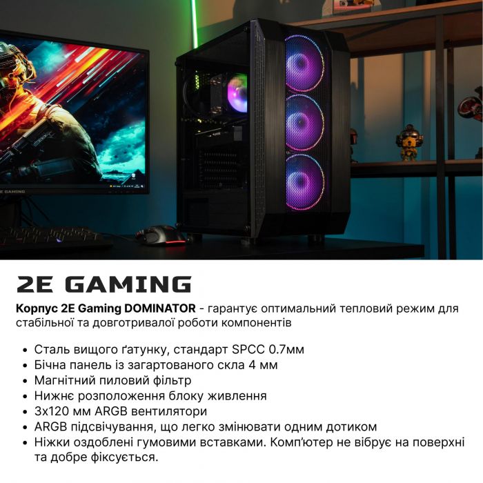 Комп’ютер персональний 2E Complex Gaming Intel i5-12400F/H610/16/1000F/NVD1650-4/Win11H/2E-G3305/500W