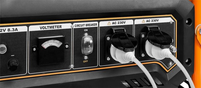 Генератор бензиновий Neo Tools 04-730, 2.8/3.0кВт, 1х12В та 2х230В (16А), бак 15л, 313г/кВтГ, 45 кг