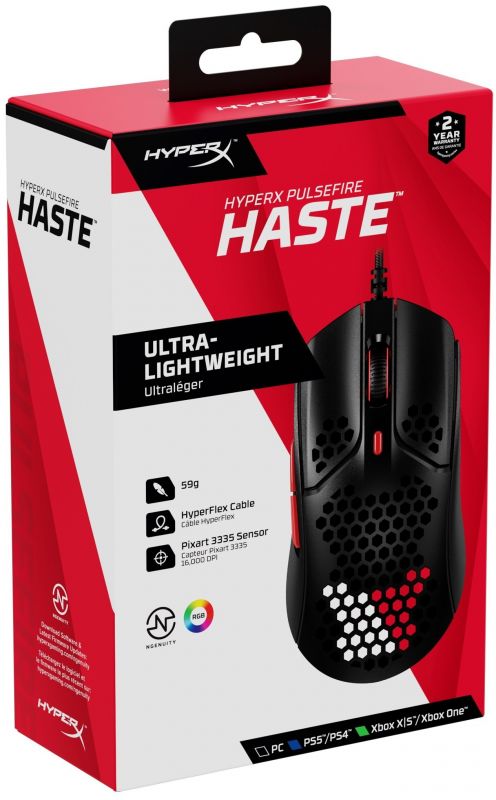 Миша HyperX Pulsefire Haste USB, Black/Red