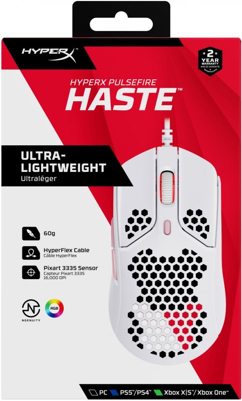 Миша HyperX Pulsefire Haste USB, White/Pink