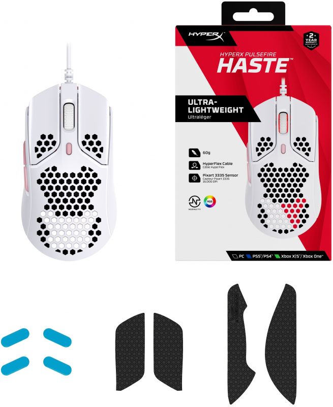 Миша HyperX Pulsefire Haste USB, White/Pink