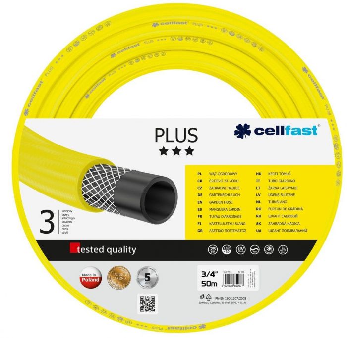 Шланг садовий Cellfast PLUS 3/4', 50м, 3-х шаровий, до 25 Бар, -20…+60°C