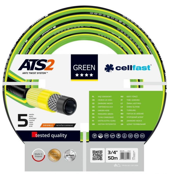 Шланг садовий Cellfast GREEN ATS 3/4", 50м, 5 шарів, до 30 Бар, -20…+60°C