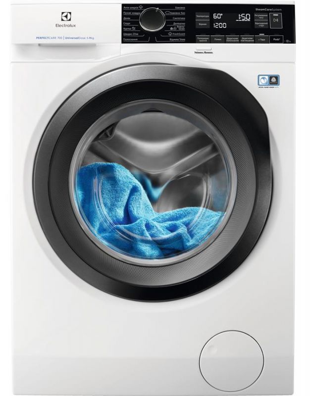 Пральна машина Electrolux фронтальна, 9кг, 1400, A+++, 64см, дисплей, пара, інвертор, universaldose, білий