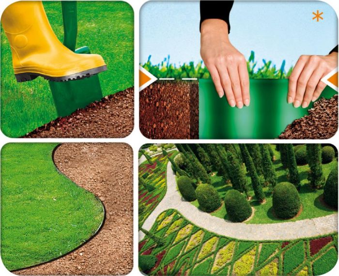 Стрічка газонна Cellfast, бордюрна, хвиляста, 10см x 9м, темно-зелена