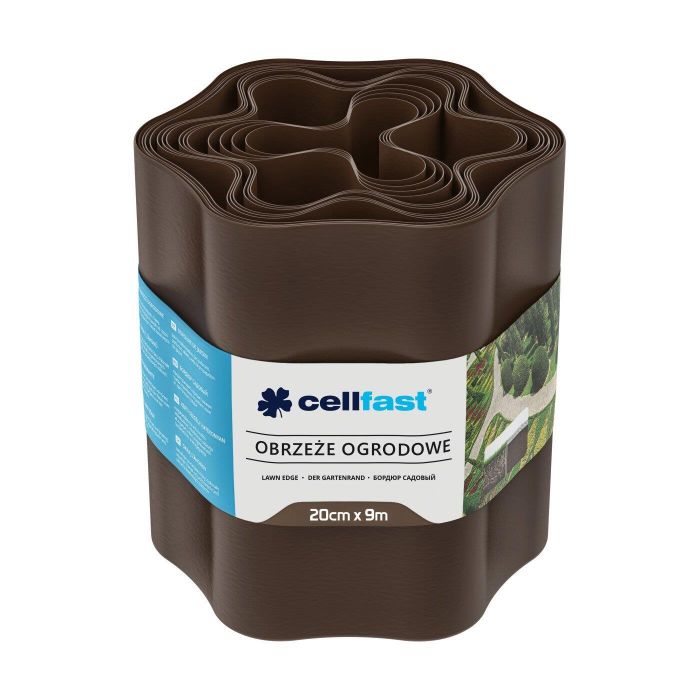 Стрічка газонна Cellfast, бордюрна, хвиляста, 20см x 9м, коричневий