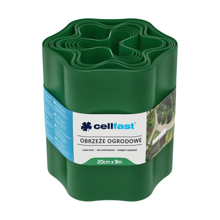 Стрічка газонна Cellfast, бордюрна, хвиляста, 20см x 9м, зелена