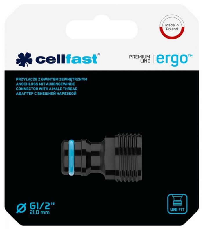 Конектор для крана Cellfast ERGO 1/2' із зовнішнім різьбленням (блістер)