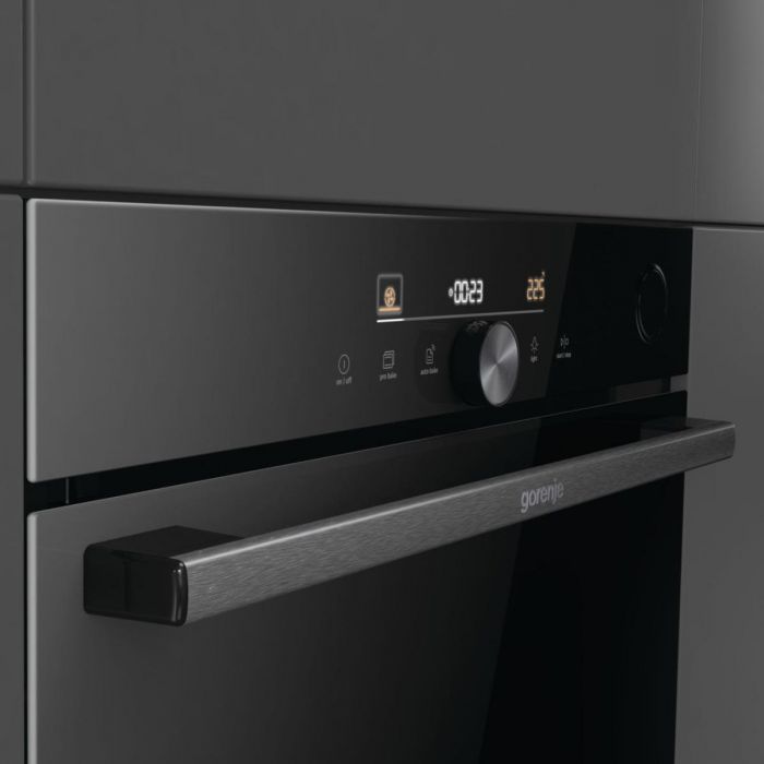 Духова шафа Gorenje BPSA6747DGWI електрична, 77л, A+, пара, дисплей, готування на різних рівнях, піроліз, чорний