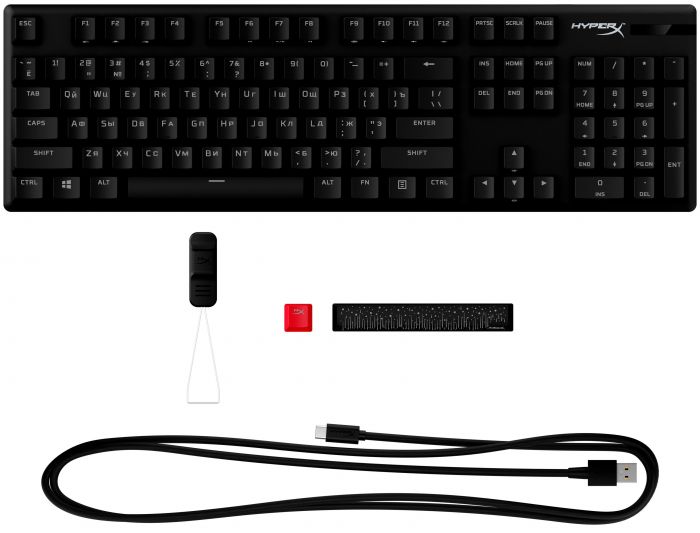 Клавіатура HyperX Alloy Origins Aqua USB RGB PBT ENG/RU, Black