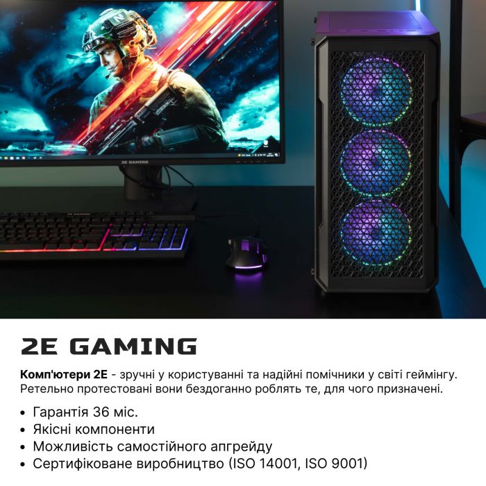 Комп’ютер персональний 2E Complex Gaming Intel i5-12400F/H610/16/256F+1000/RX6600XT-8/Win11H/2E-G338/600W